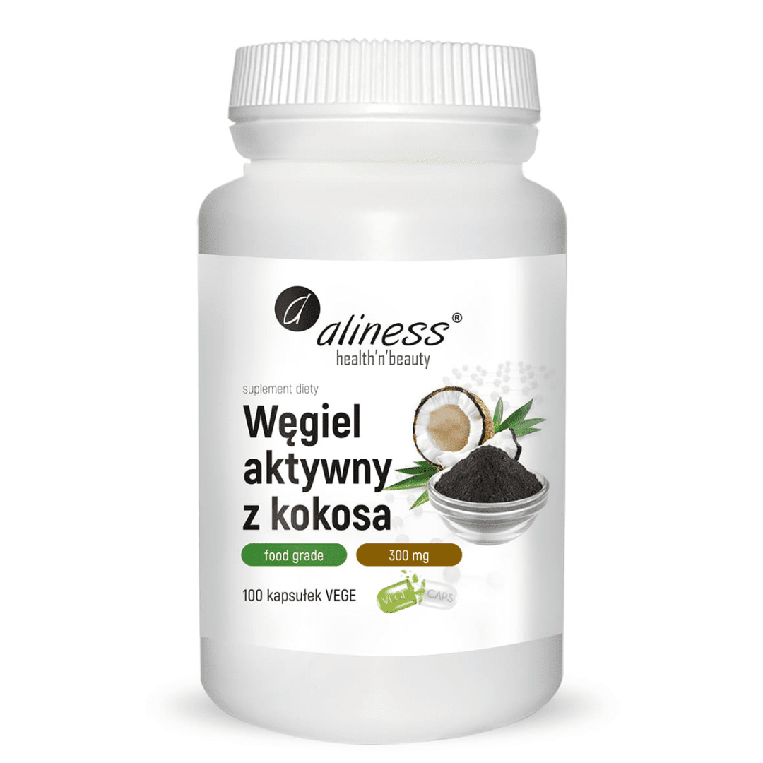 wegiel aktywny z kokosa food grade 300 mg-100 kaps aliness